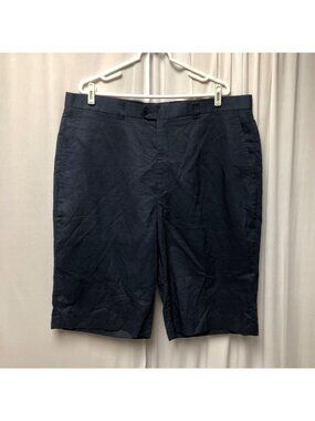 Stacy Adams Navy Blue Shorts Mens Size 42W Linen Cotton Blend Bermuda NEW